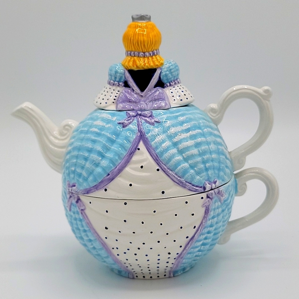 Vintage Cinderella decorative Teapot by Department 56; three piece set - Picture 4 of 5